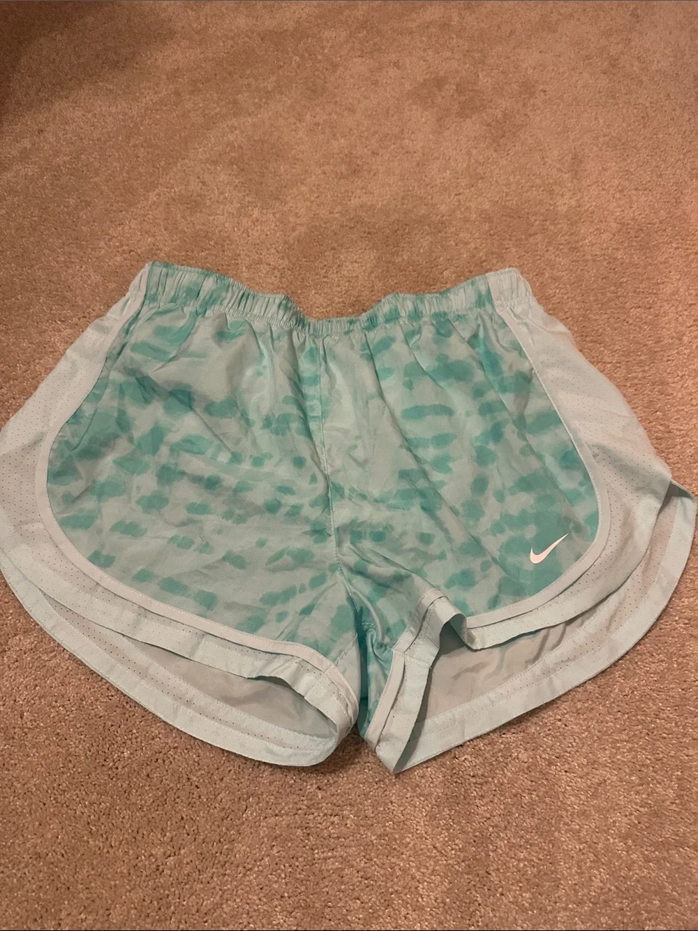 Nike Women's Light Teal Tie-Dye Running Shorts